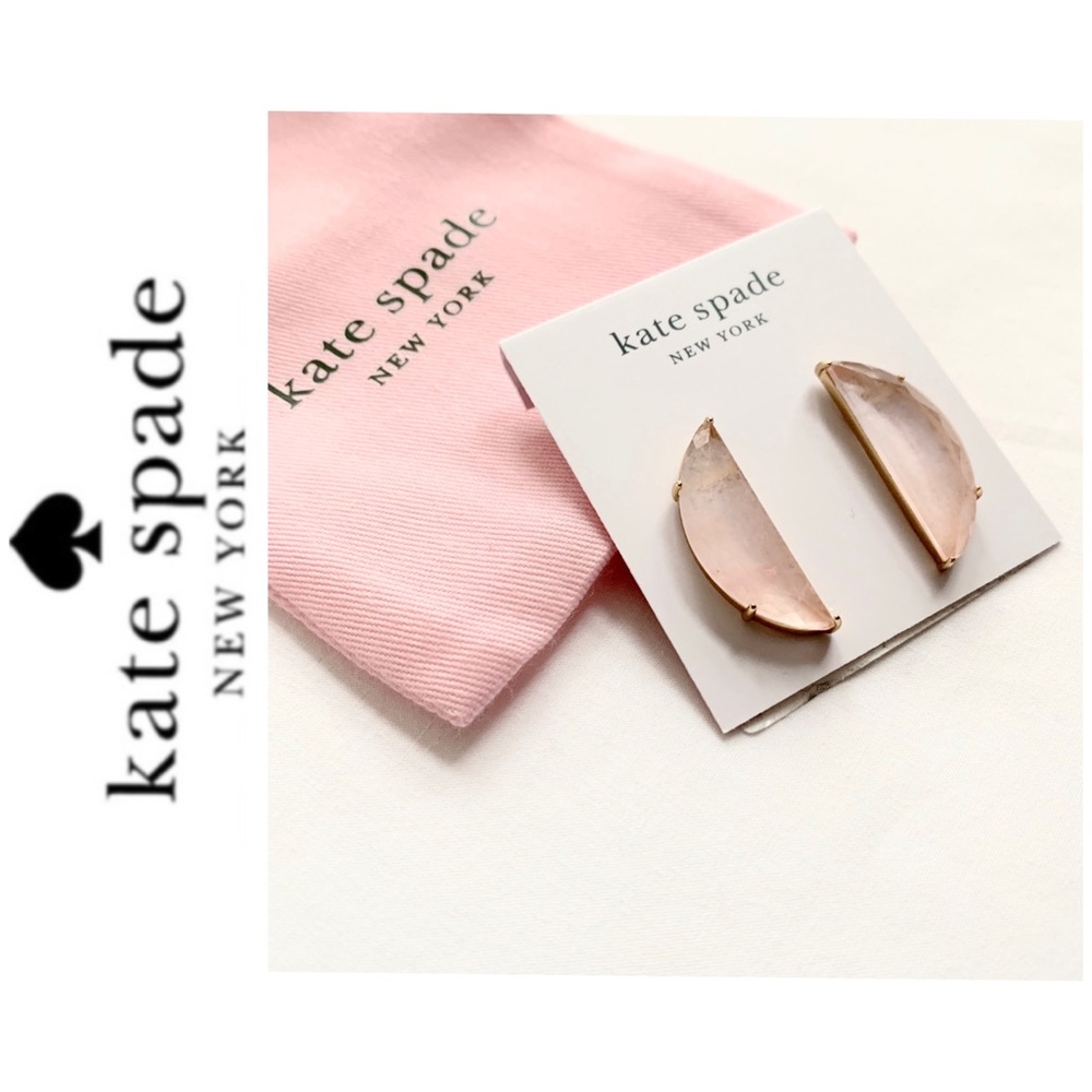 NWT Kate Spade half moon stone studs gold blush - Picture 4 of 6